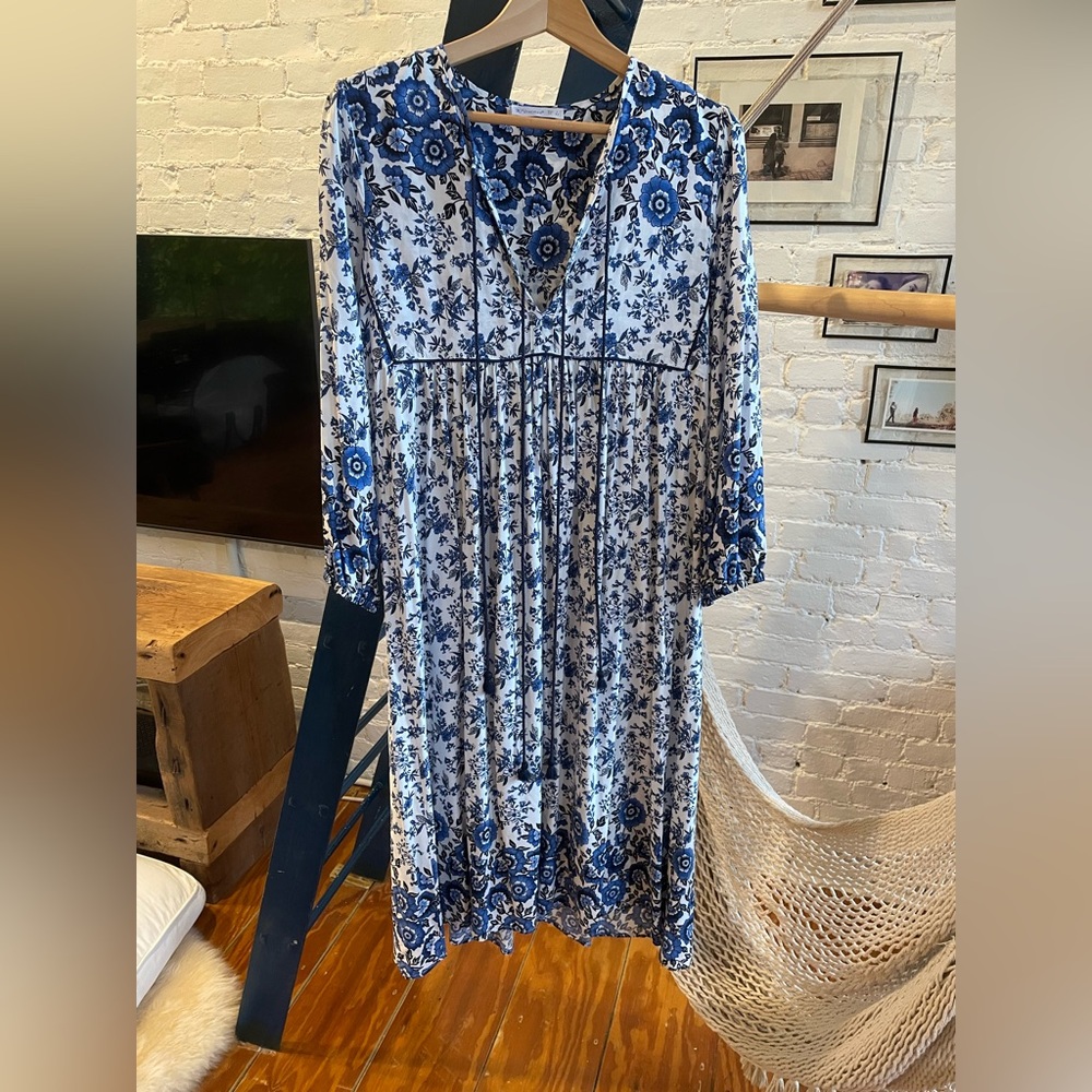 Cotton blend floral long sleeve summer dress